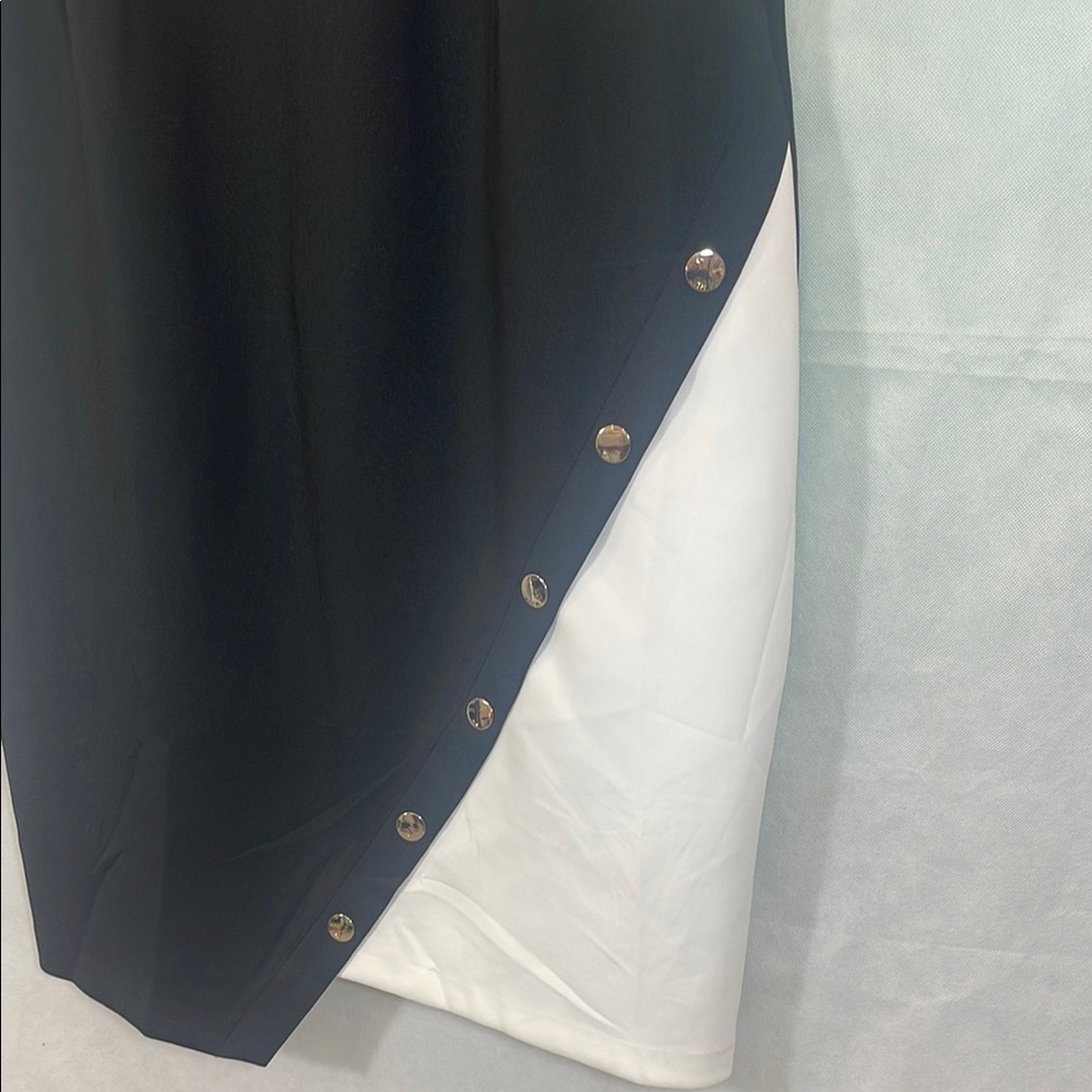 Tommy Hilfiger White and BLACK Asymmetrical Sheath Dress - Picture 5 of 9
